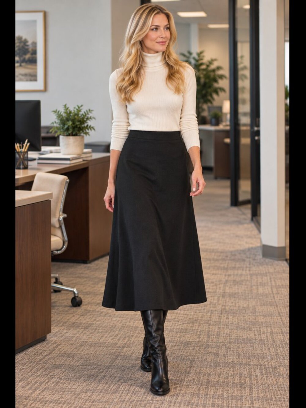 Ralph Lauren Black Wool Maxi Skirt - Size 16 - LIKE NEW